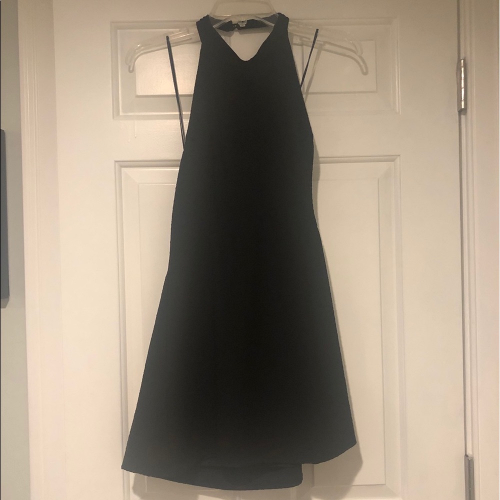 Black mini halter dress, backless